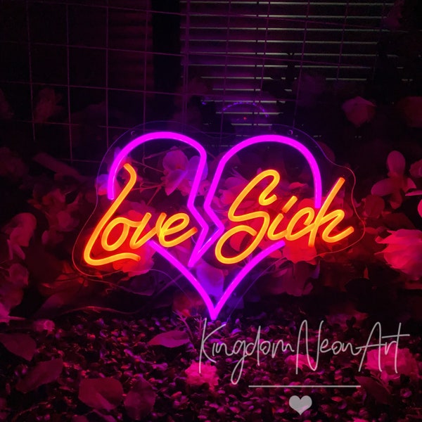 Love Sick Neon Leuchtreklame Benutzerdefinierte Leuchtreklame Valentinstag Geschenk Neon Art Led Light Home Schlafzimmer Wanddekor Herz gebrochen Leuchtreklame Party Decor