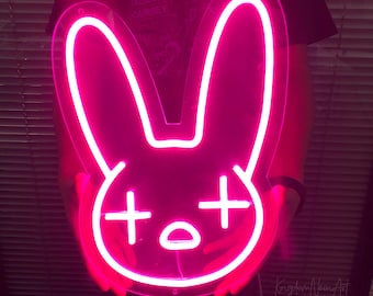 LED Rabbit Head Neon Lights Schöne Neon Signs Lampe mit Sockel für Bedroom Bar 
