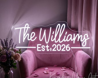 Letrero de neón personalizado para bodas, luz LED personalizada con apellido, decoración para el hogar y bodas.