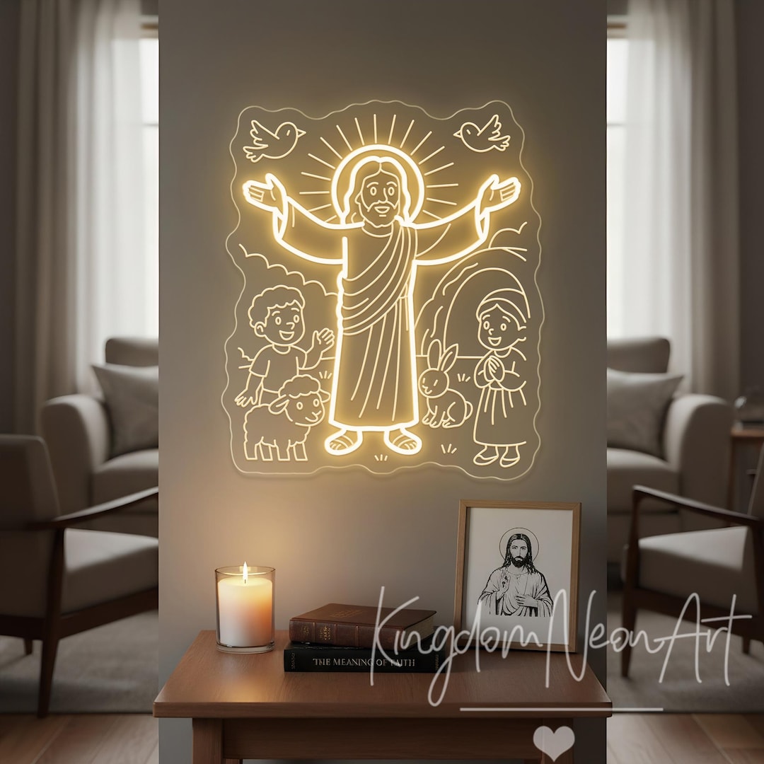 Jesus Neon Sign Custom Engrave Christ Led Light Church Decor Home Wall ...