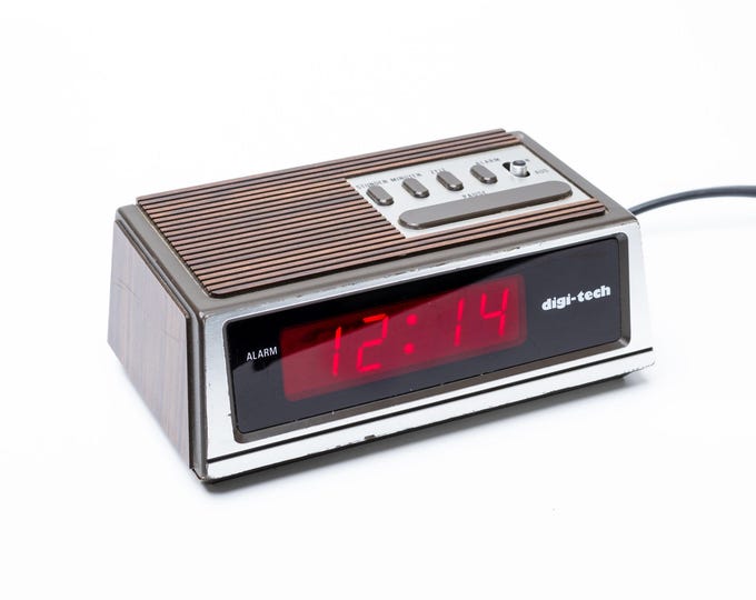 Wooden Look Vintage Alarm Table Clock With Red Digital Display - Etsy