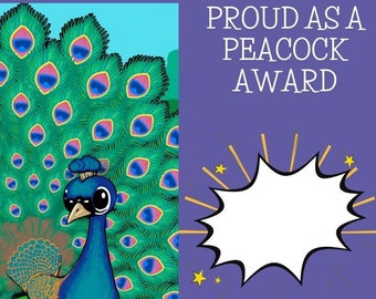 Proud as a Peacock, Certificate, Class Award, Celebration Certificate, Kindergarten Certificate, Early Years Certificate, Teaching Resources