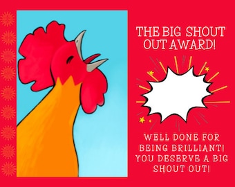 Digital A4 Cockerel Shout Out Celebration Award or Certificate