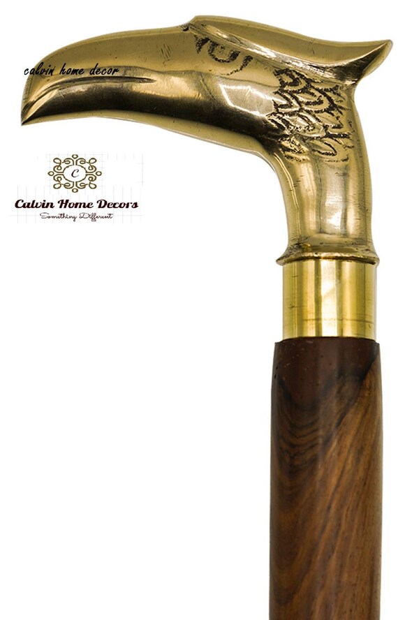 Vinatge Brass Designer Eagle Handle for Walking Canes Stick Copper Style Gift 