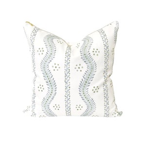 Cover Only | Andrew Stripe Soft Blue and Green | Designed by Danika Herrick | Grandmillennial Accent Pillow