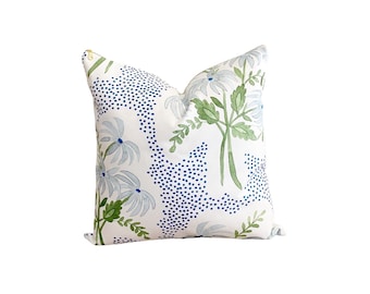 Cover Only | Pearl’s Bouquet Blue and Green | Designed by Danika Herrick | Grandmillennial Accent Pillow