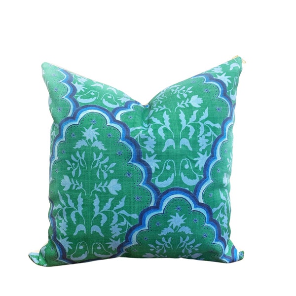 Cover Only | Scallop Paisley Green-Blue Throw Pillow by Danika Herrick