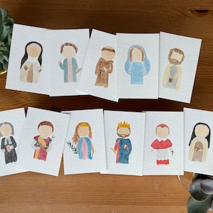 Mini aquarel katholieke heilige kaarten l katholiek cadeau l gebedskaarten l katholieke kunst l gebedskaarten van 2 bij 3 inch l happyhelen