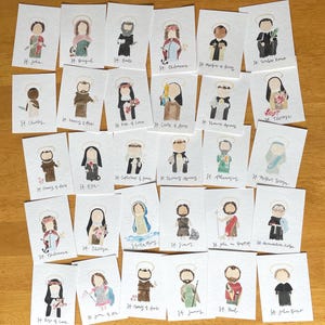 Miniprints aquarel Heiligen l Katholieke kunst l Gebedskaarten heilige l Katholieke geschenken I Cadeau eerste communie l Heilige kaarten l Happyhelen