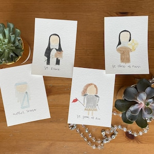 Impressions de saints à l'aquarelle l 3 x 4 po. l Cartes de prière de saint l Cadeaux catholiques I Décoration d'intérieur catholique l Cartes sacrées l happilyhelen