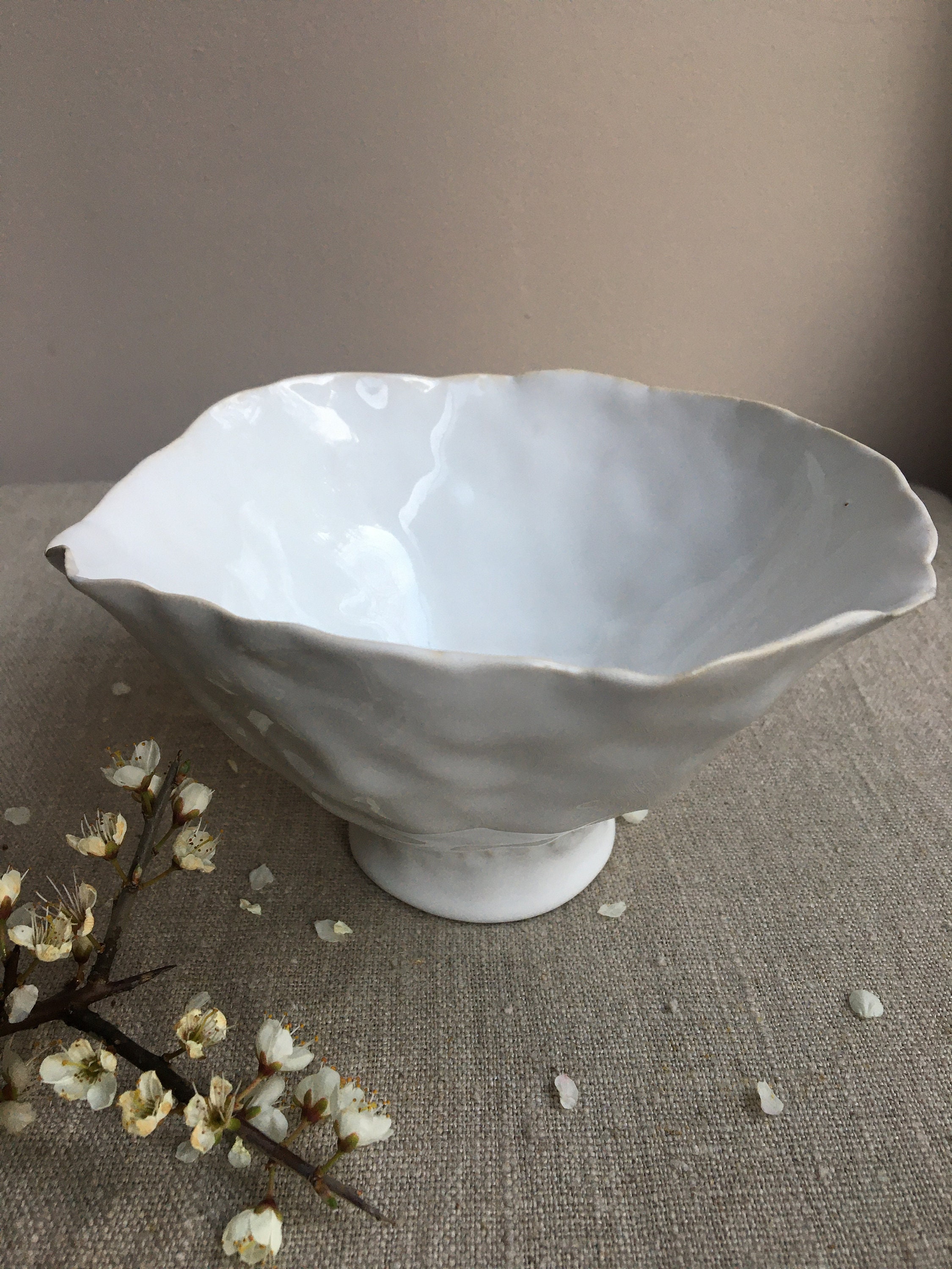Saladier Céramique Blanc Fait Main, Arts de La Table