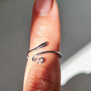 Sterling Silver Adjustable Snake Ring, Wrap Ring, Open Snake Ring, Shiny Serpent Ring, Real Silver Band Ring, Minimal Delicate Fine Ring, 6