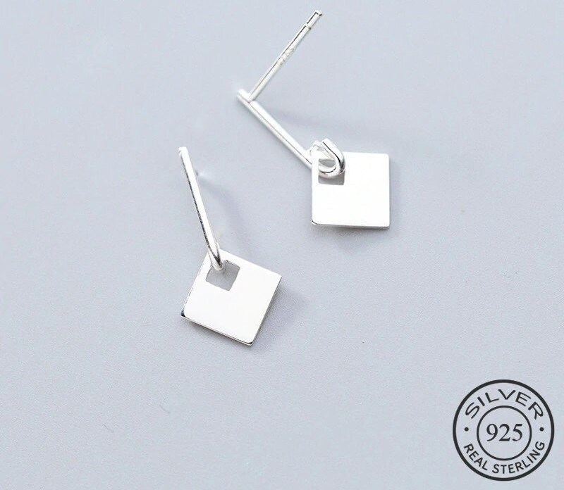 Real Solid 925 Sterling Silver Drop Dangle Small Minimalist Earrings,…