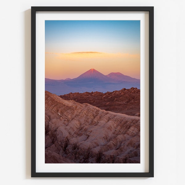 Pastel Sunset, Photo Print, Chile, Atacama Desert, Valle de La Luna, Mountain Photography, Landscape Poster, Scenic Picture, Home Decor