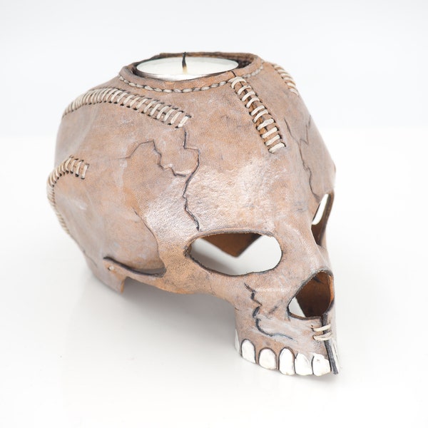 Leder Skull, Schädel, handgefertigt, Leather Skull, Halloween, Dekoration,