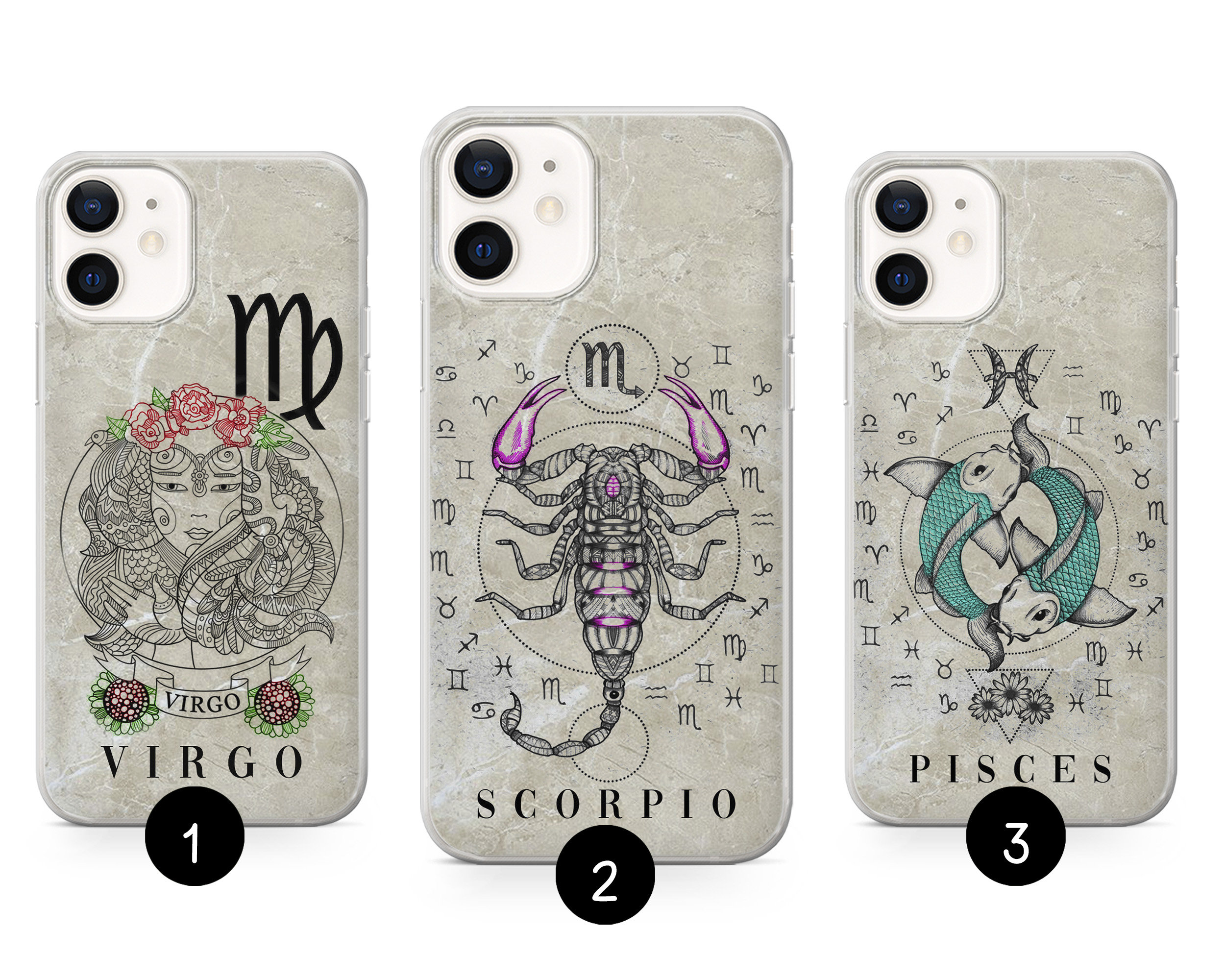 iPhone 11 Pisces White Protective iPhone Case iPhone 12 Cute Trendy iPhone 12 Pro Iphone XR iPhone XXS iPhone 78 iPhone 11 Pro Gift