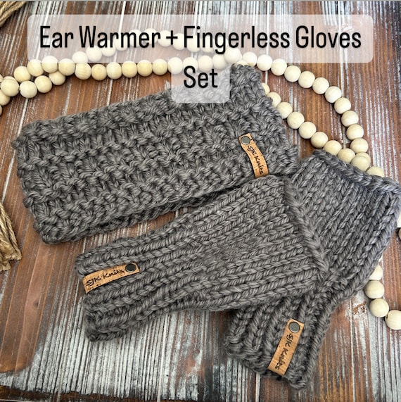 Ear warmer and fingerless gloves set Crochet Hand-dyed Wool Ear Warmer and Fingerless Gloves Set  main image 4