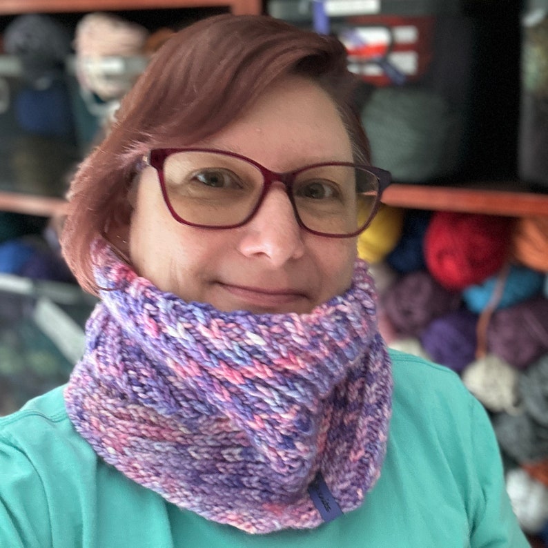 Hand Knit Wool Cowl, Uno Reverse Design - Purple & Pink Neck Warmer - Etsy