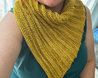 Hand Knit Merino Wool Bandana Cowl, Quaker Lines Neck Warmer - Etsy