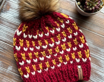 CHIEFS Digby Hat (custom order)/ hand knit hat / Chiefs Beanie / SoCal made / SJK Knits