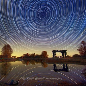 Star Trail Reflection Photograph, Landscape Night Sky Photography, Living room, Bedroom, Print Art