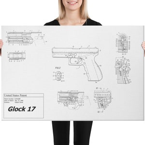 Glock 17 Canvas Print Technical Drawing - Etsy