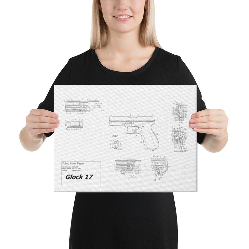 Glock 17 Canvas Print, Technical Drawing - Etsy