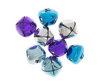 50pcs 10mm Jingle Bells in Grape Purple Color Bronze Bell End Charms b111