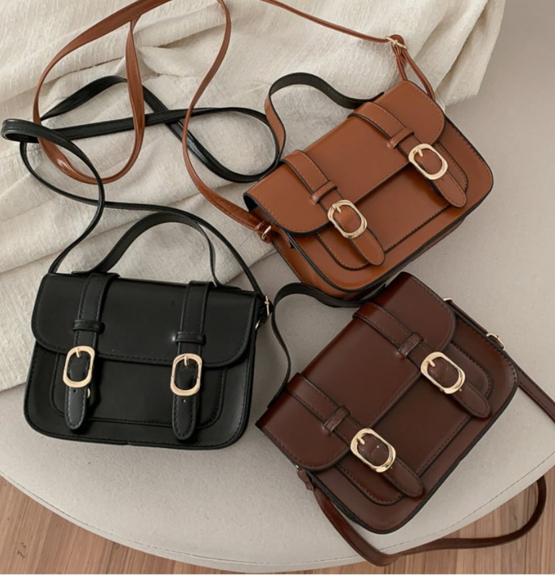 Classic Vintage Style Buckle Lock PU Leather Bag Shoulder Bags Clutch Crossbody Bag Handbag