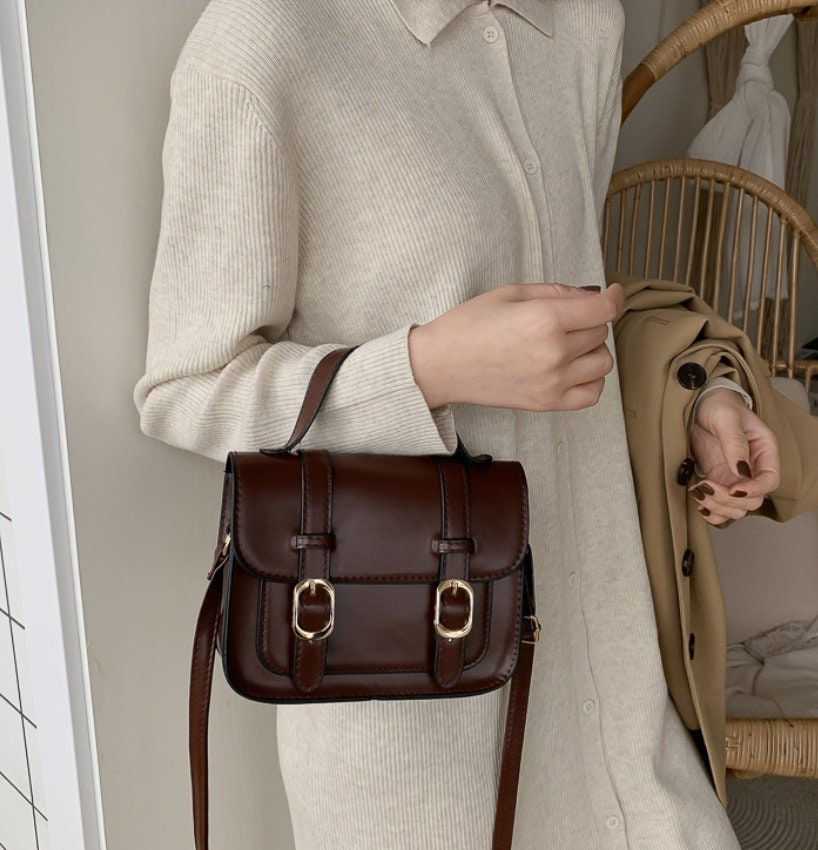 Classic Vintage Style Buckle Lock PU Leather Bag Shoulder Bags 