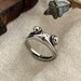 Cute Cottagecore Vintage-Style Frog Mushroom Statement Silver Rings