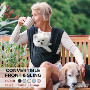 コンバーチブル犬用スリングキャリア、ペットスリング、猫用キャリア、フロントとスリングデザイン、プレミアムコットン、スタイリッシュな犬用キャリア、犬用キャリアスリング