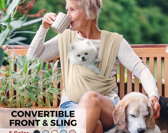 Convertible Dog Sling Carrier, Pet Sling, Cat Carrier, Front and Sling Design, Premium Cotton, Stylish Dog Carrier, Dog Carrier Sling