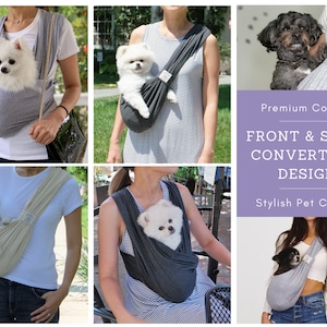 Dog Sling Carrier for Small Dogs, Pet Sling, Cat Carrier, Front and Sling Convertible Design, Premium Cotton, Stylish Dog Carrier, Dog Gift image 10