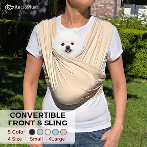 Sac de transport convertible pour chien, Sac de transport pour animal de compagnie, Sac de transport pour chat, Conception frontale et écharpe, Coton de qualité supérieure, Sac de transport élégant, Sac de transport pour chien
