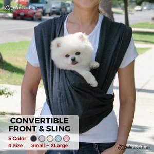 Sac de transport convertible pour chien, Sac de transport pour animal de compagnie, Sac de transport pour chat, Conception frontale et écharpe, Coton de qualité supérieure, Sac de transport élégant, Sac de transport pour chien