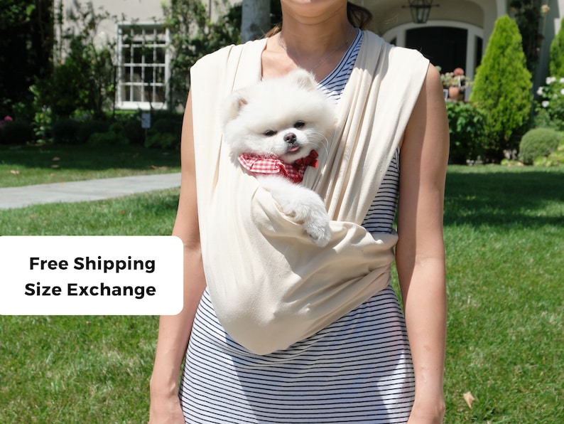 Dog Sling Carrier for Small Dogs, Pet Sling, Cat Carrier, Front and Sling Convertible Design, Premium Cotton, Stylish Dog Carrier, Dog Gift image 5