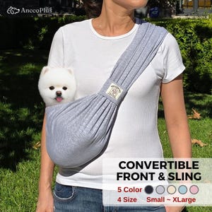 Sac de transport convertible pour chien, Sac de transport pour animal de compagnie, Sac de transport pour chat, Conception frontale et écharpe, Coton de qualité supérieure, Sac de transport élégant, Sac de transport pour chien