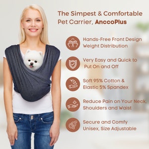 Dog Sling Carrier for Small Dogs, Dog Carrier, Cat Carrier, Size Adjustable Front Design, Cat Sling, Peferct Dog Wrap Carrier for New puppy image 4