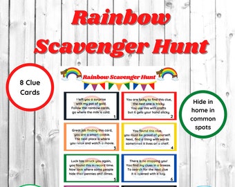 Rainbow Scavenger Hunt-St. Patrick's Hide in Clues in Homes-Family Fun Activity-Hide Surprise Gift-Treasure Hunt for Child. Family Activity
