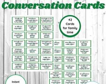 March Conversation Cards-Family Dinner & Meal Time-Questions to Ask Family to increase Bonding. 42 Cards to Pick for Each day of March