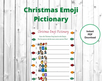 Christmas Emoji Pictionary Game, Instant Printable Download, Holiday or Classroom Party