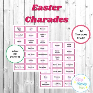 Oster Spiel Scharade Sofort Download. 42 Spielkarten zum Ausdrucken. Kinder- und Familienfreundlich. Weihnachtsfeier mit der Familie oder Klassenzimmer / Kirche