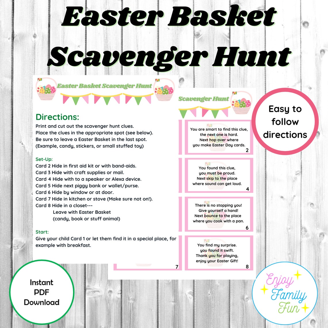 Easter Basket Scavenger Hunt_hide Clues in Home Kids Follow the Clues