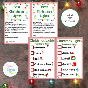 Christmas Lights Scavenger Hunt, Printable, Instant Download, Family Christmas Activity