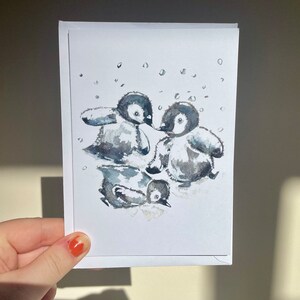 Cartes de Noël enneigées / pingouins / ours polaire / flocon de neige / pudding de Noël / neige / lot de 8 / lot de 4 / beaux-arts / cartes A6