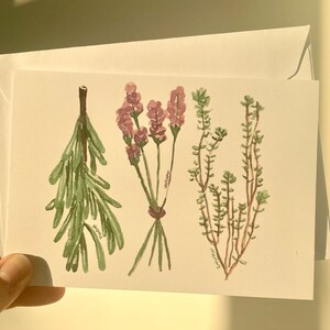 Herb Trio Watercolour Card / Blank Card / Rosemary / Lavender / Thyme / Nature Card