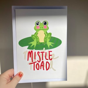 Carte de Noël Crapaud ROUGE / Carte de Noël drôle / Carte grenouille / Vierge à l'intérieur / Carte A5