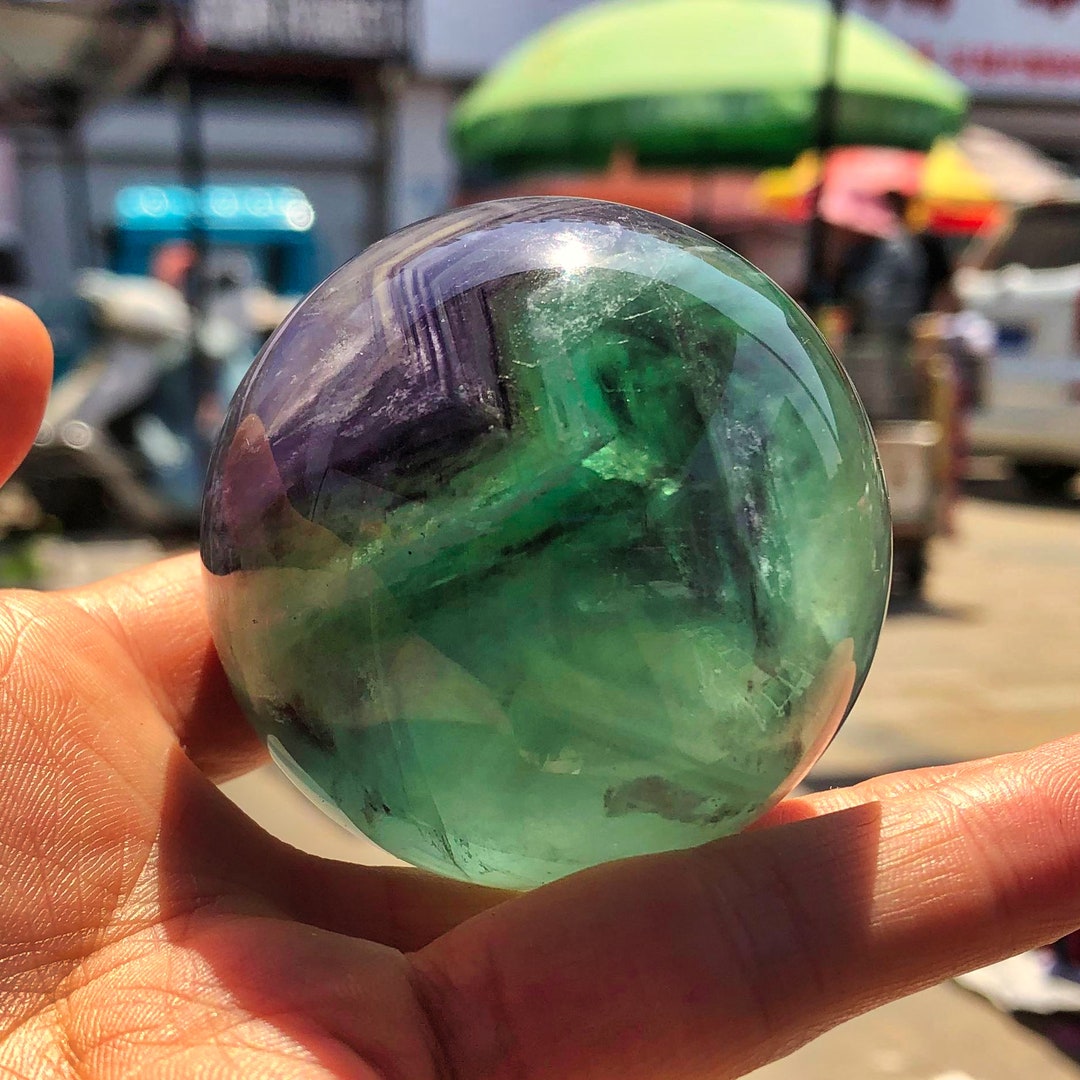 Handpolished Quartz Balls With Natural Fluorite for Home Etsy