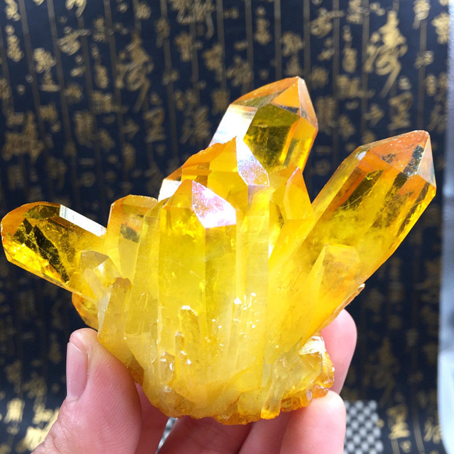 Yellow Quartz Crystal Cluster Etsy
